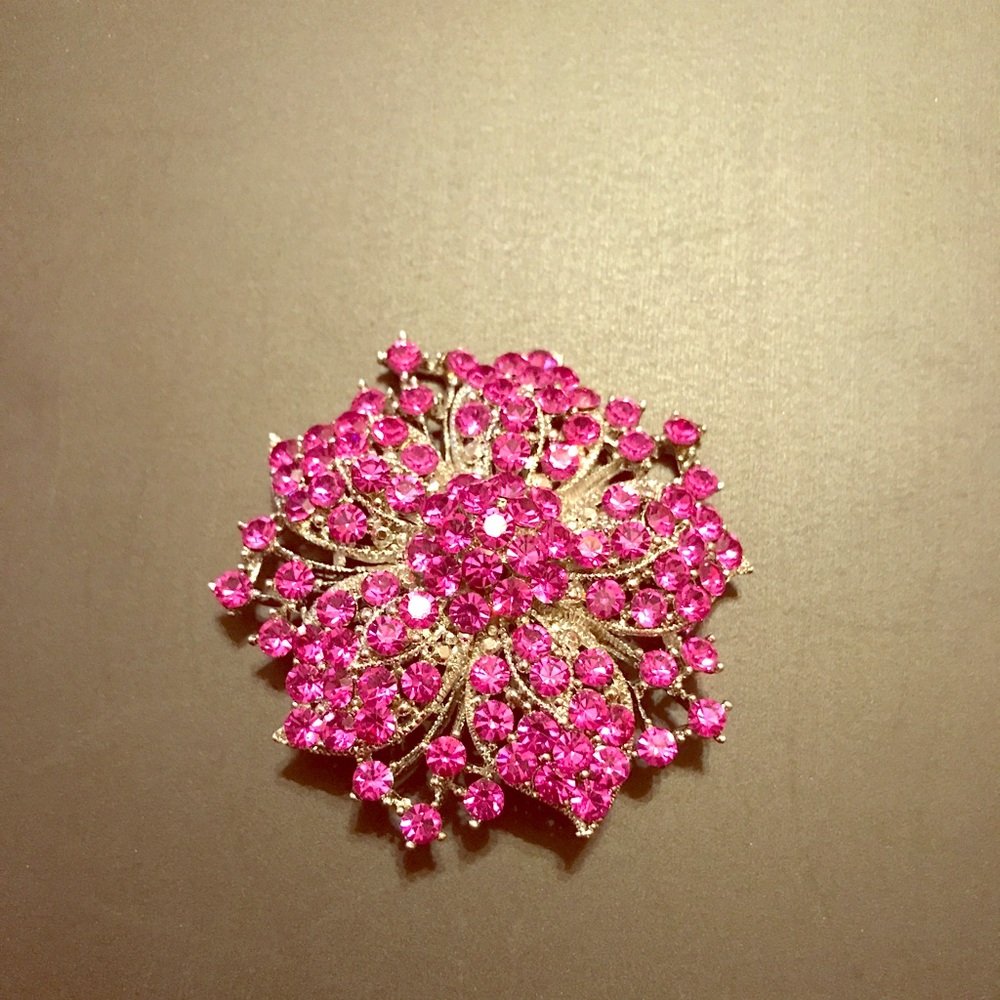 Hot Pink Rhinestone Pin Pendant